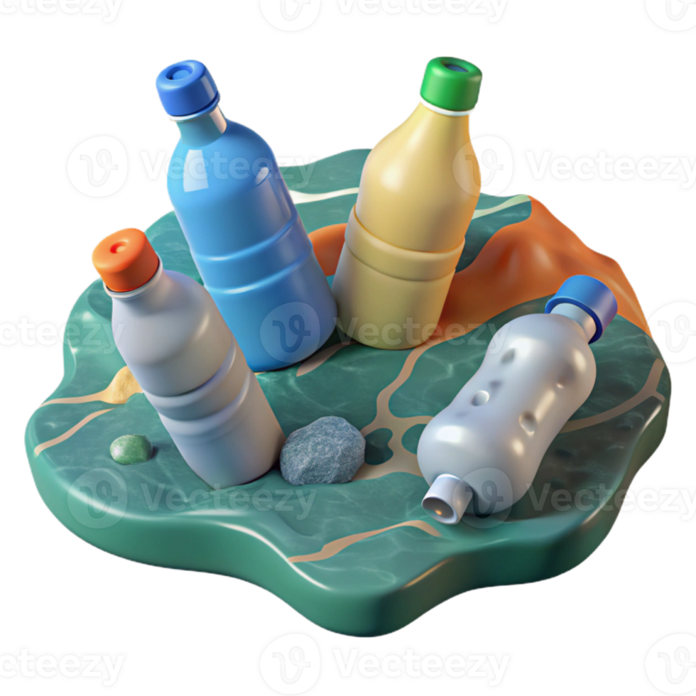 dramatic artistic Ocean Pollution Plastic Bottles Transparent Background genuine png