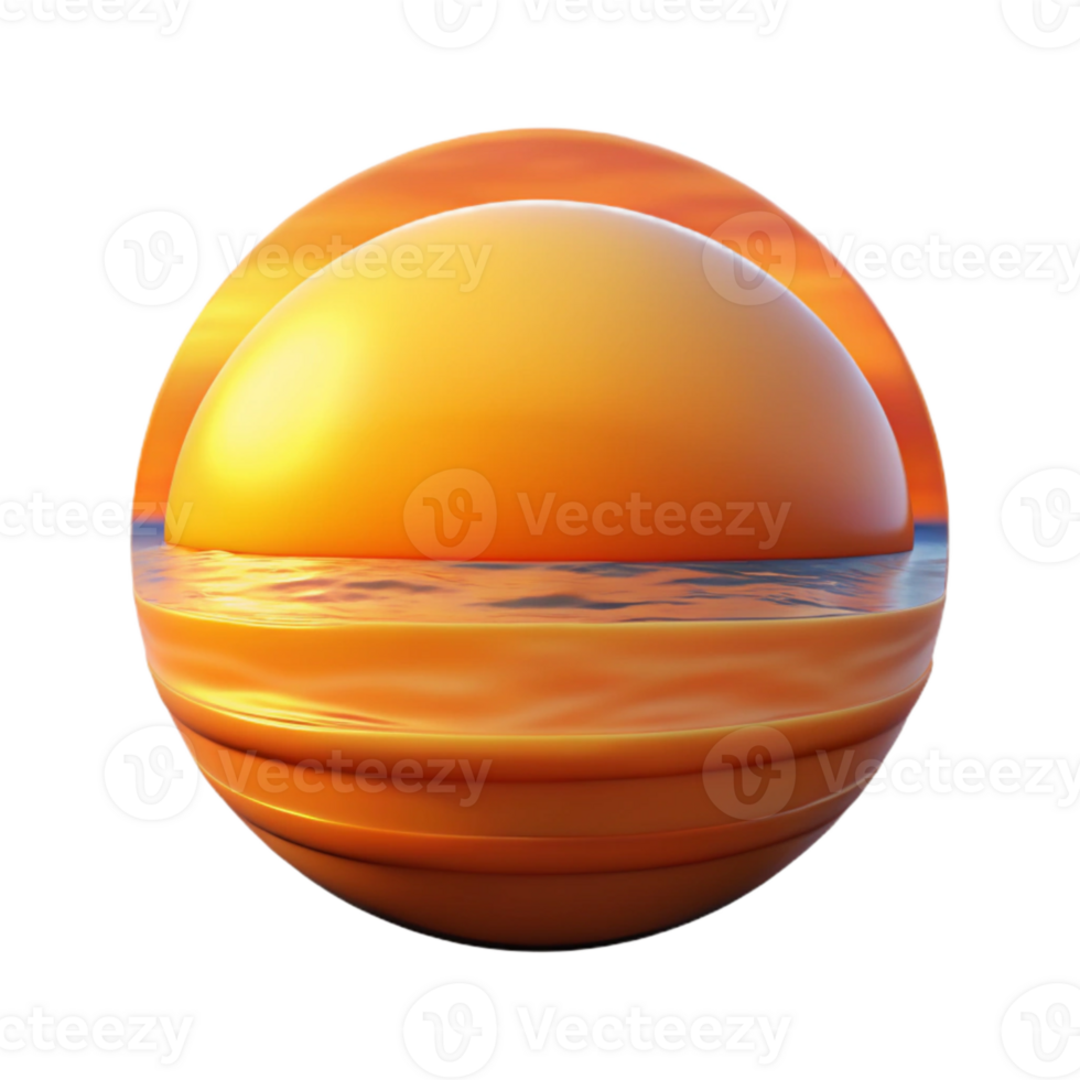 wonderful minimalist Ocean Sunset Orange Hues Isolated exclusive png