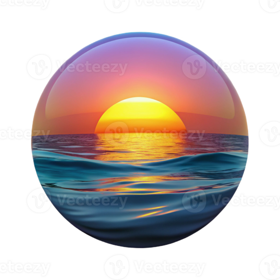stunning artistic Ocean Sunset Vibrant Colors Calm Waters Transparent Background high quality png