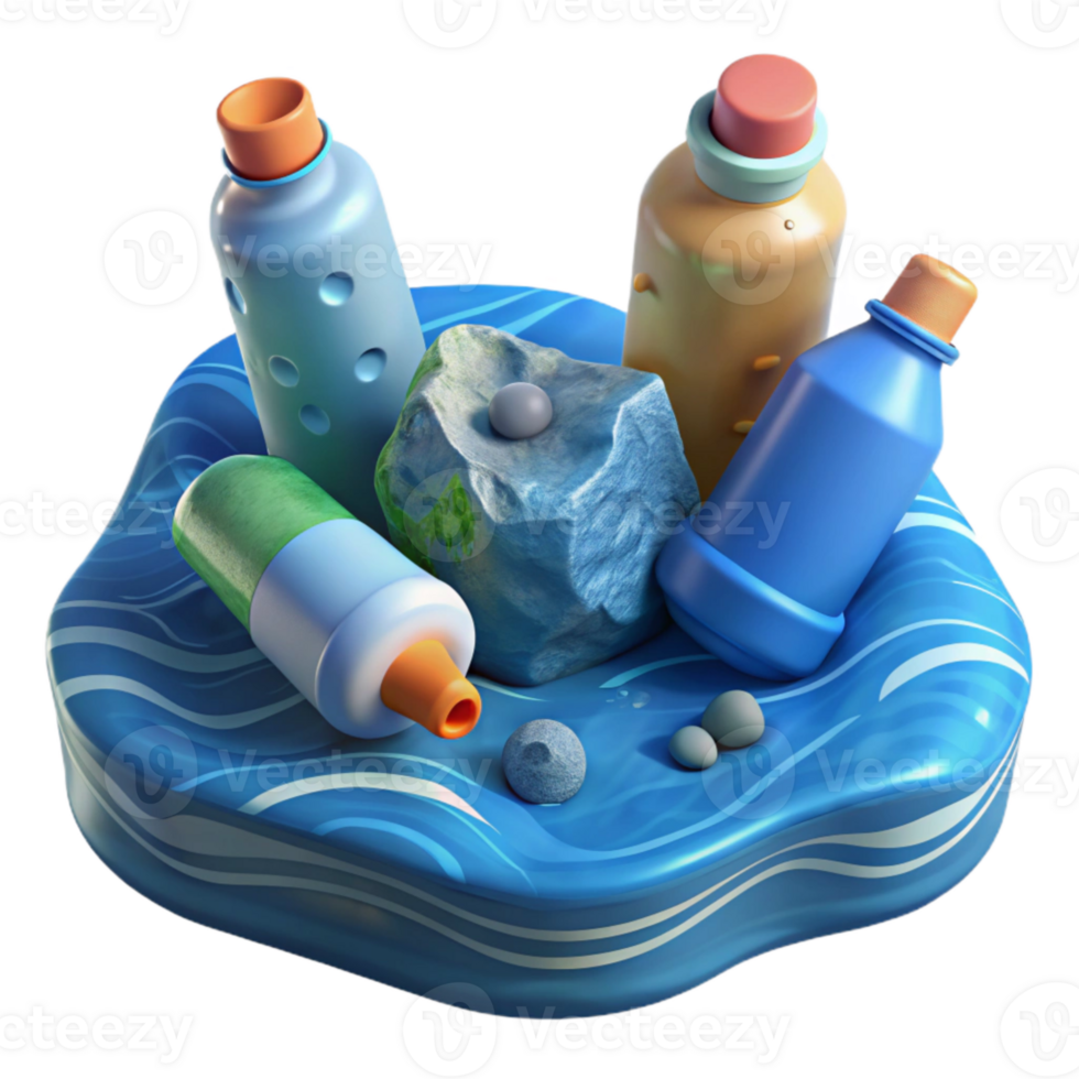 stunning abstract Ocean Pollution Plastic Bottles Transparent Background genuine png
