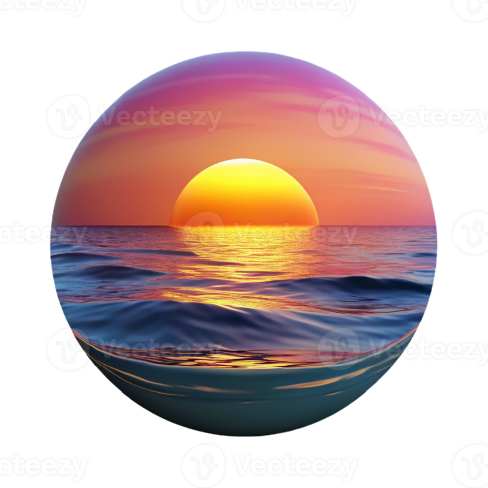 beautiful rustic Ocean Sunset Vibrant Colors Calm Waters Transparent Background high resolution png