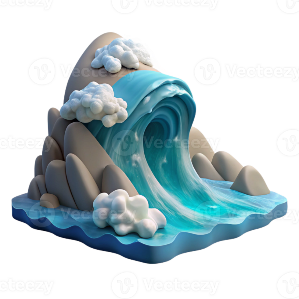 vibrant minimalist Ocean Waves Crashing on Shore Transparent Background high resolution png