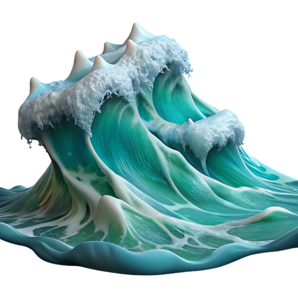 dramatic creative Ocean Waves Crashing on Shore Transparent Background high resolution png