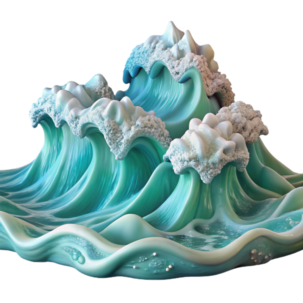 serene modern Ocean Waves Crashing on Shore Transparent Background png