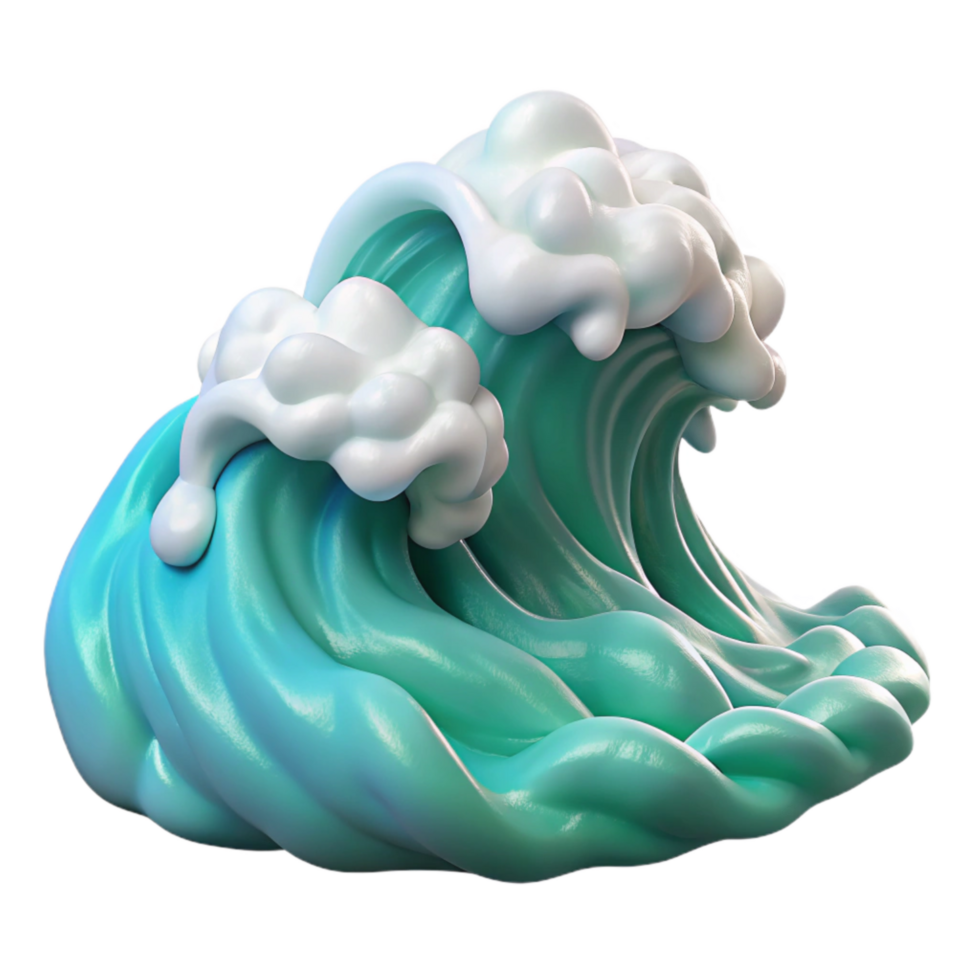 dramatic artistic Ocean Waves Crashing White Foam Isolated authentic png