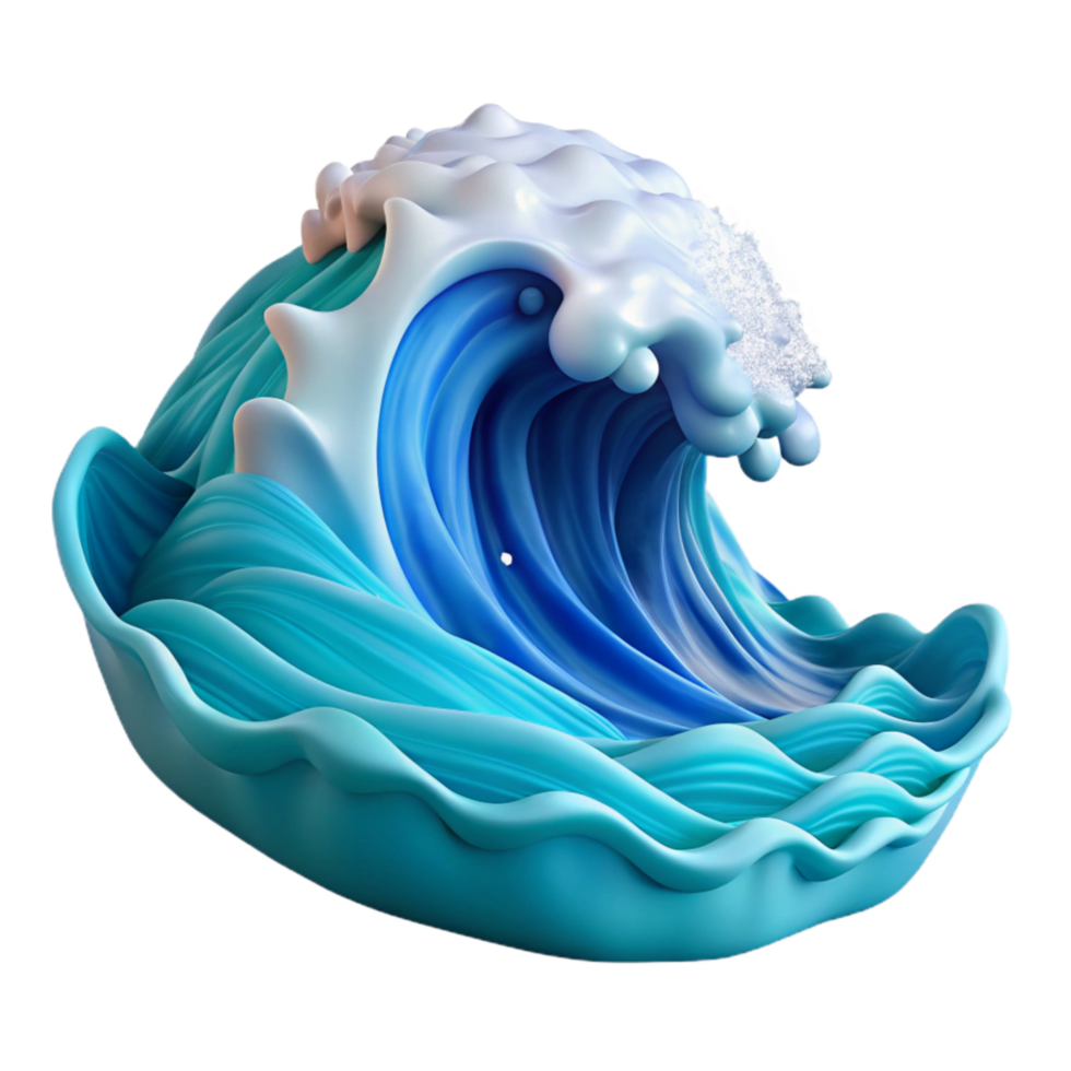 serene creative Ocean Waves Rolling Surf Blue Water Texture Transparent Background high quality png