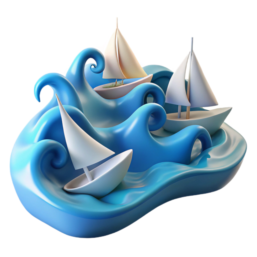 impressive creative Ocean Waves with Sailboats Racing Cutout genuine png