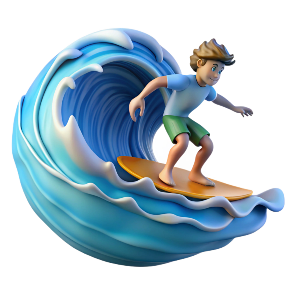 magnificent vintage Ocean Waves with Surfer Riding Wave Cutout detailed png