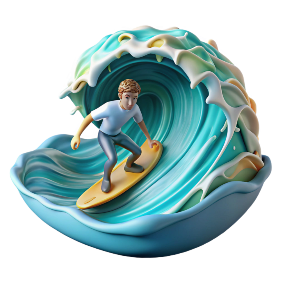 stunning traditional Ocean Waves with Surfer Riding Wave Cutout high quality png