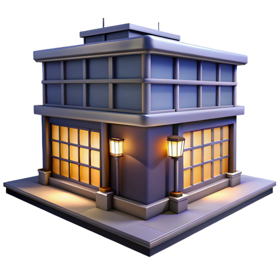 wonderful traditional Office Building at Night Isolated Element authentic png