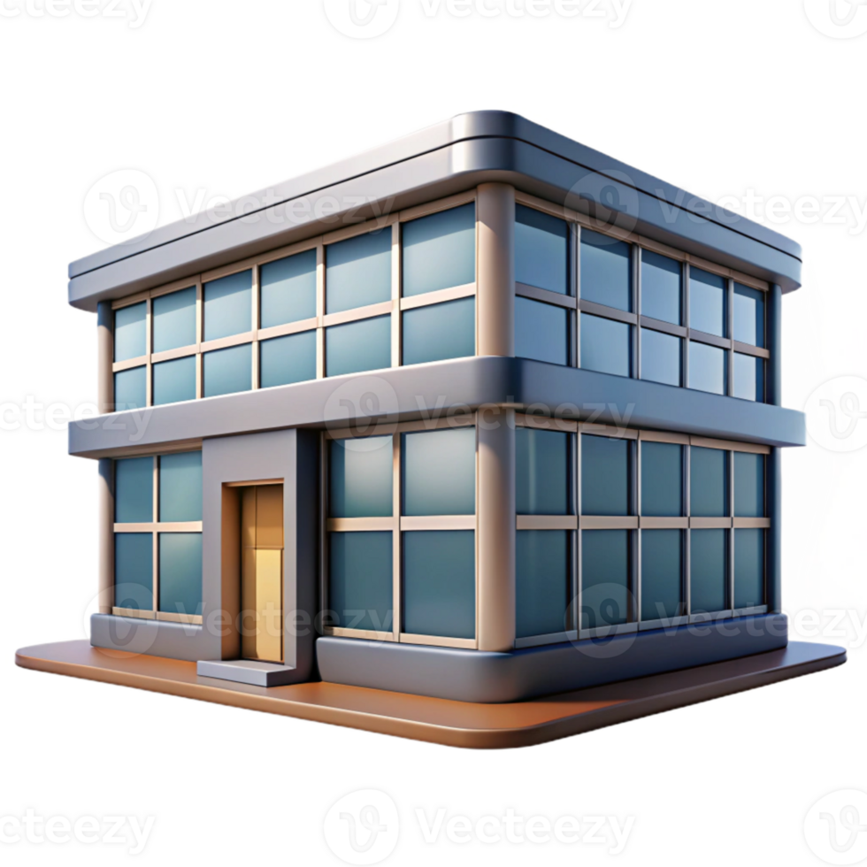 dramatic rustic Office Building Front View Transparent Background detailed png