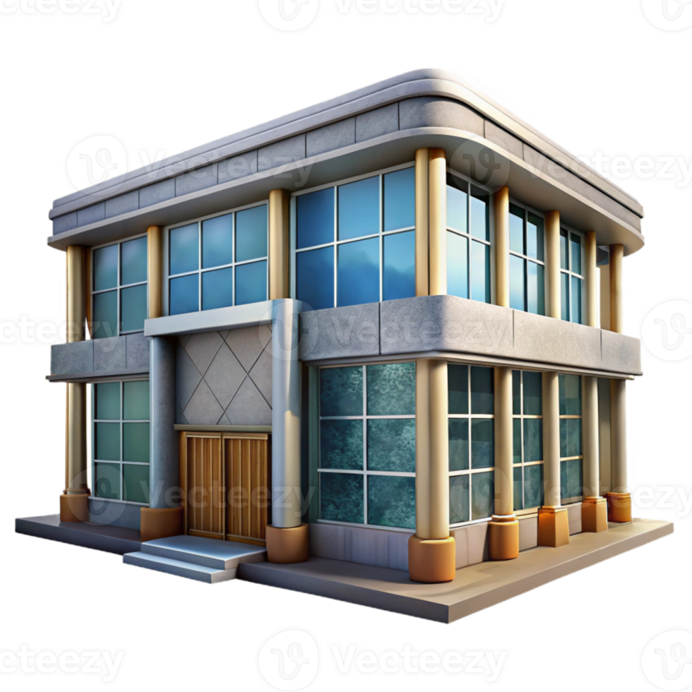 dramatic classic Office Building Front View Transparent Background professional png