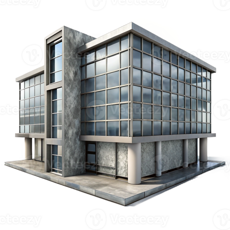 beautiful creative Office Building Modern Architecture Grey Scale Transparent Background premium png