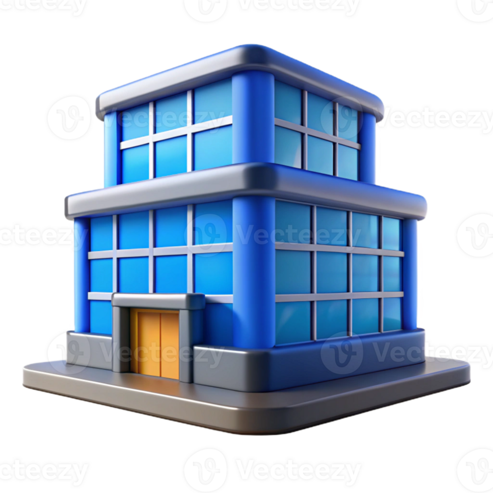 dramatic minimalist Office Building with Blue Sky Isolated Element authentic png