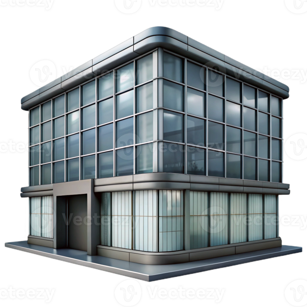 extraordinary modern Office Building with Glass Facade Grey Scale Transparent Background high quality png