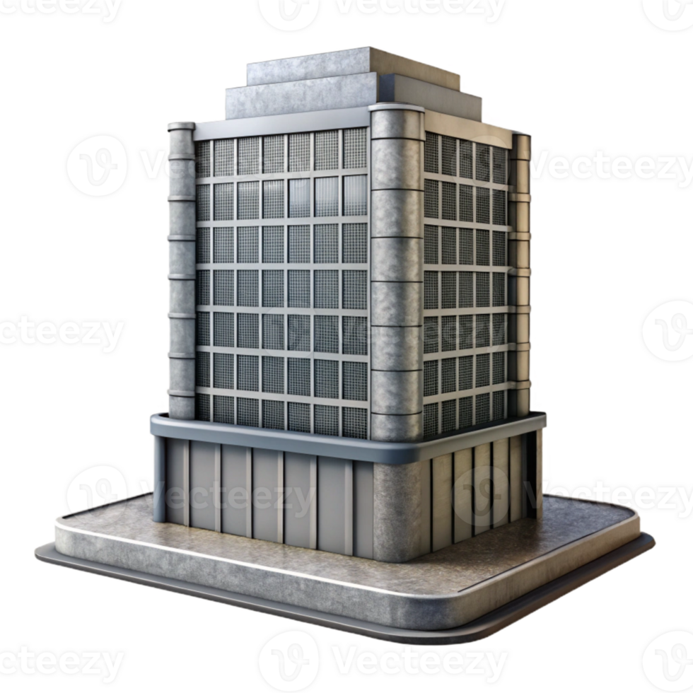 serene creative Office Building Skyscraper Grey Scale Transparent Background premium png