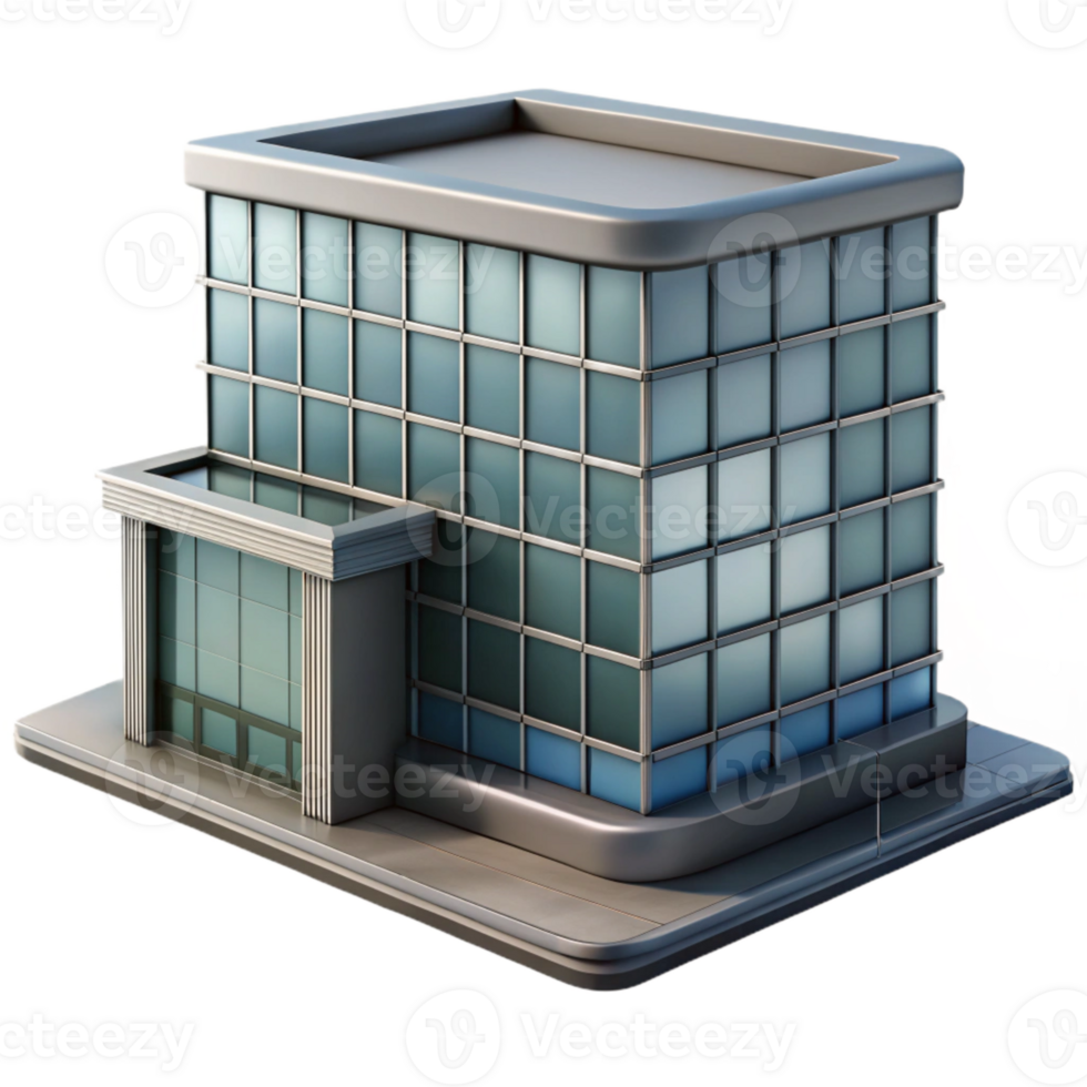 impressive minimalist Office Building with Glass Facade Grey Scale Transparent Background genuine png