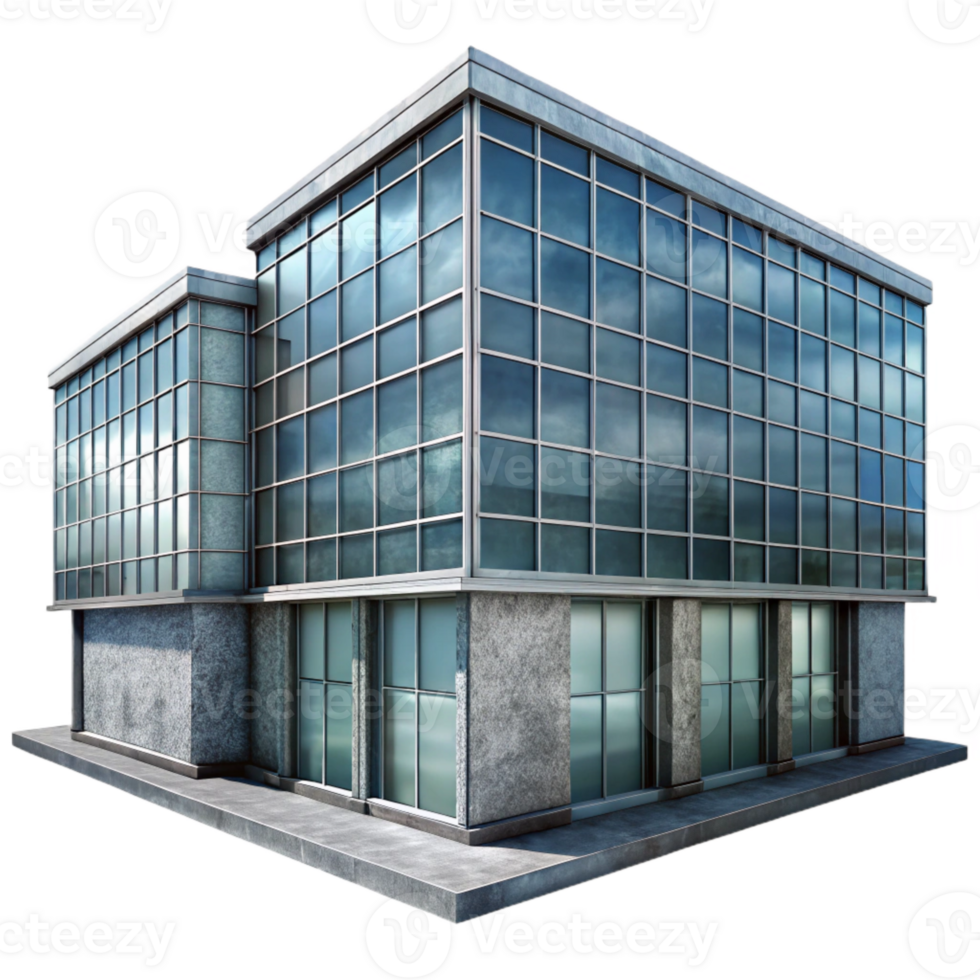 serene abstract Office Building with Glass Facade Grey Scale Transparent Background professional png