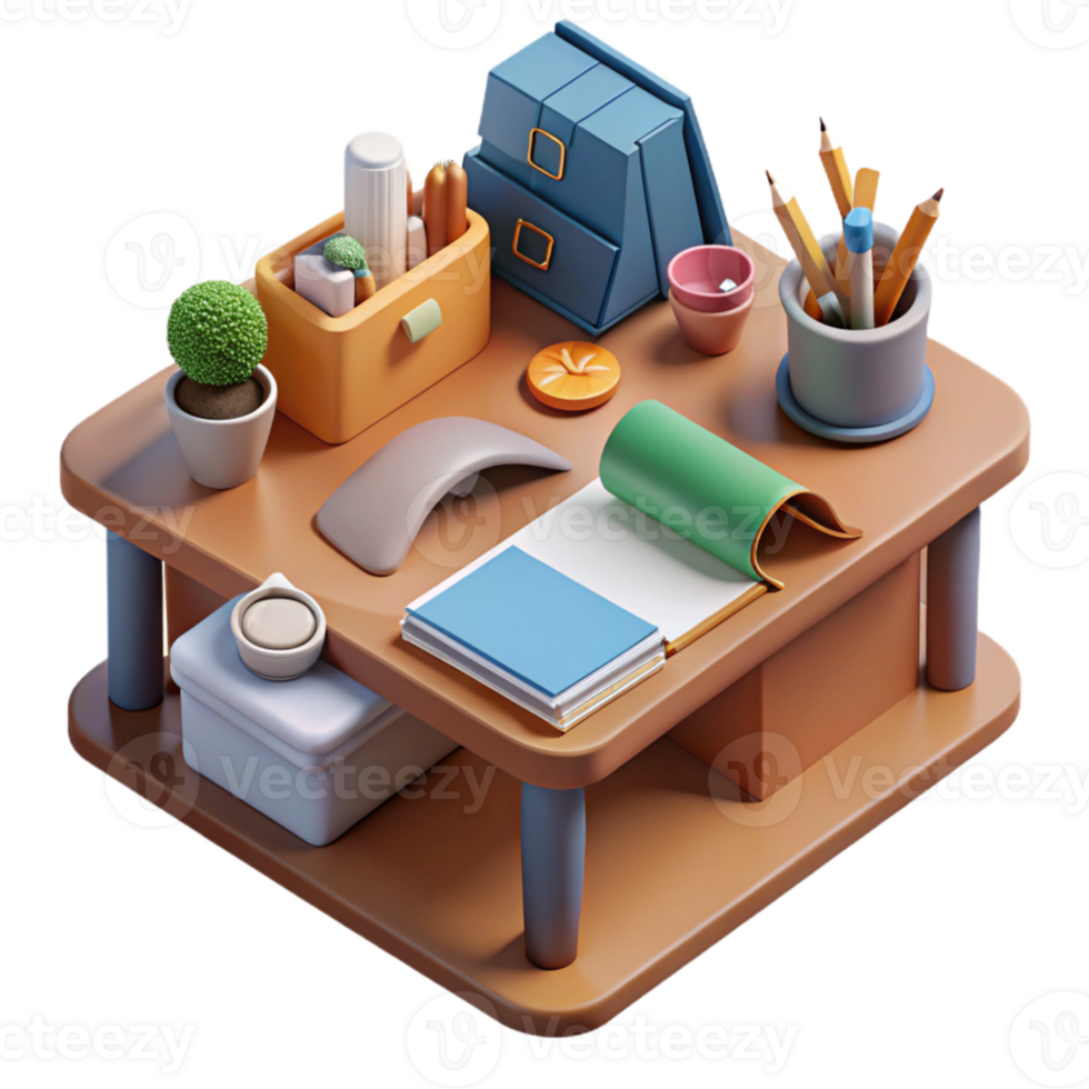 extraordinary abstract Office Desk with Stationery Items Flatlay Transparent Background original png