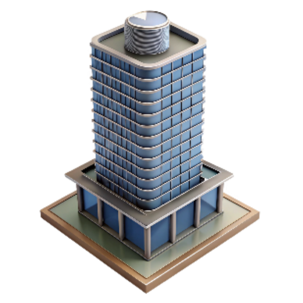 elegant rustic Office Tower Skyscraper Top View Transparent Background genuine png