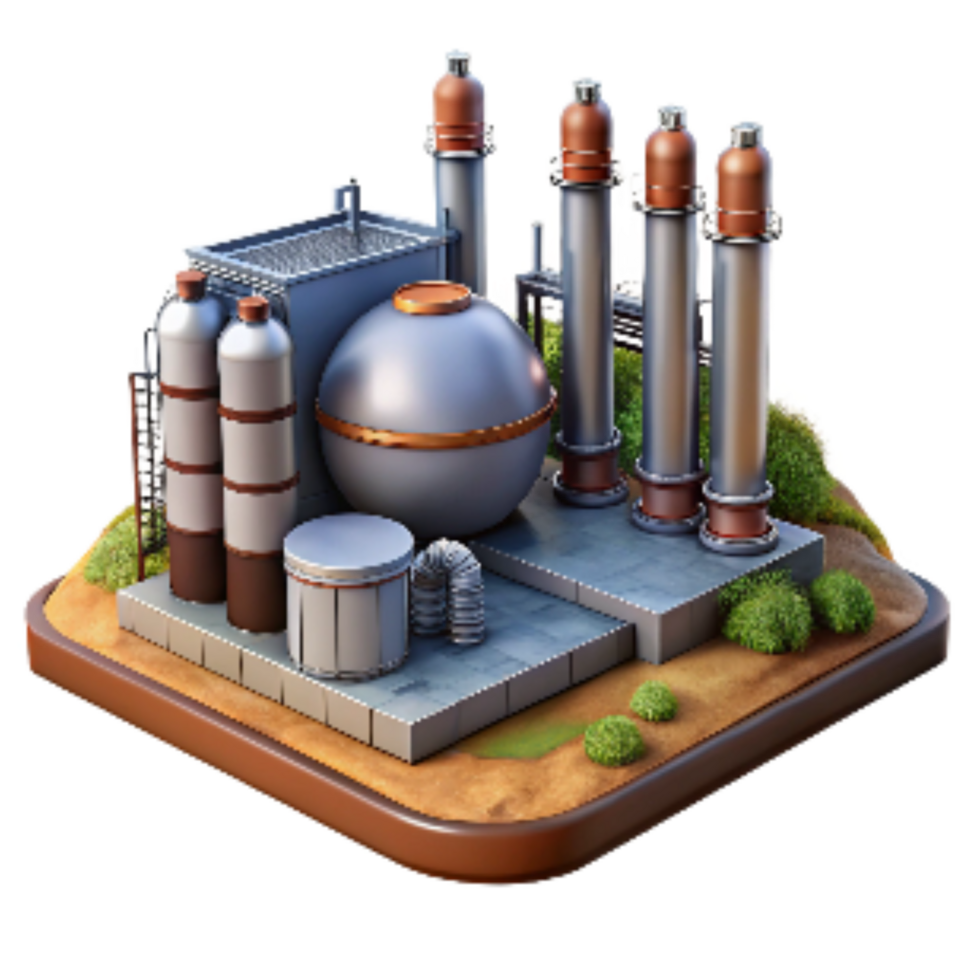 serene abstract Oil Refinery Storage Tanks Landscape Cutout authentic png