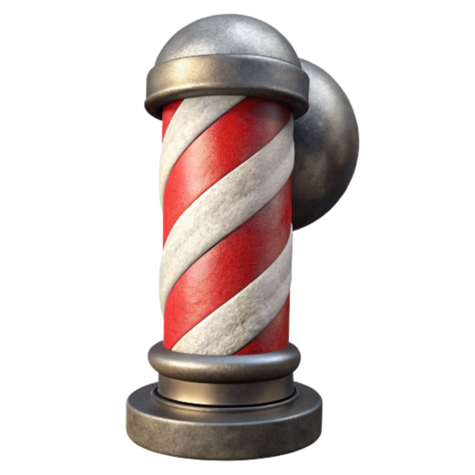 elegant classic Old Barber Pole Red and White Stripes Cutout Image original png