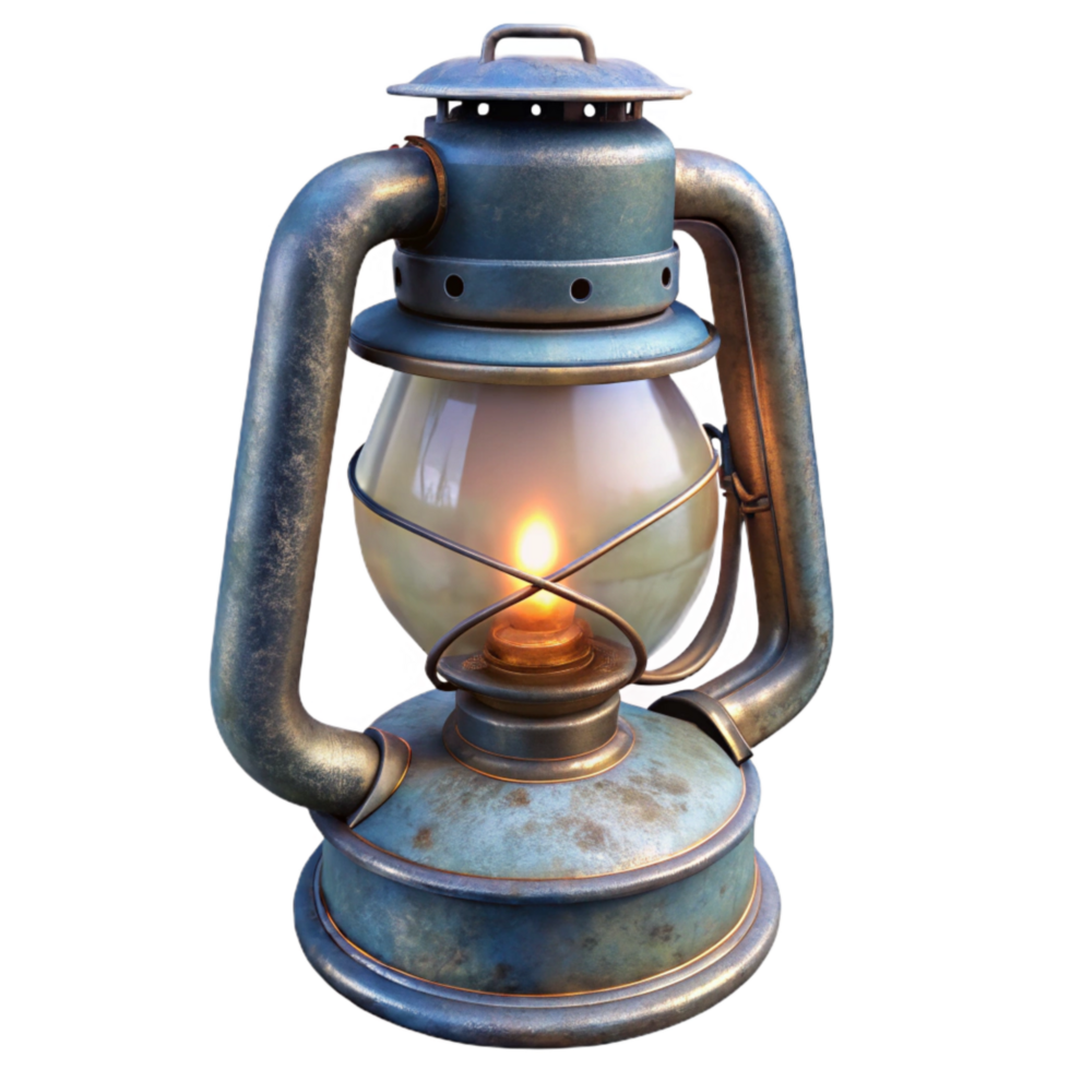 vibrant minimalist Old Kerosene Lamp with Glass Chimney Transparent Background exclusive png