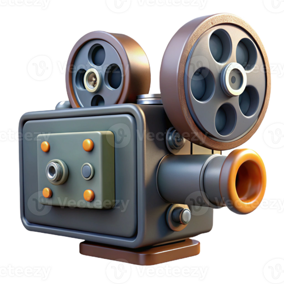 magnificent traditional Old Movie Camera with Film Reel Isolated Element original png