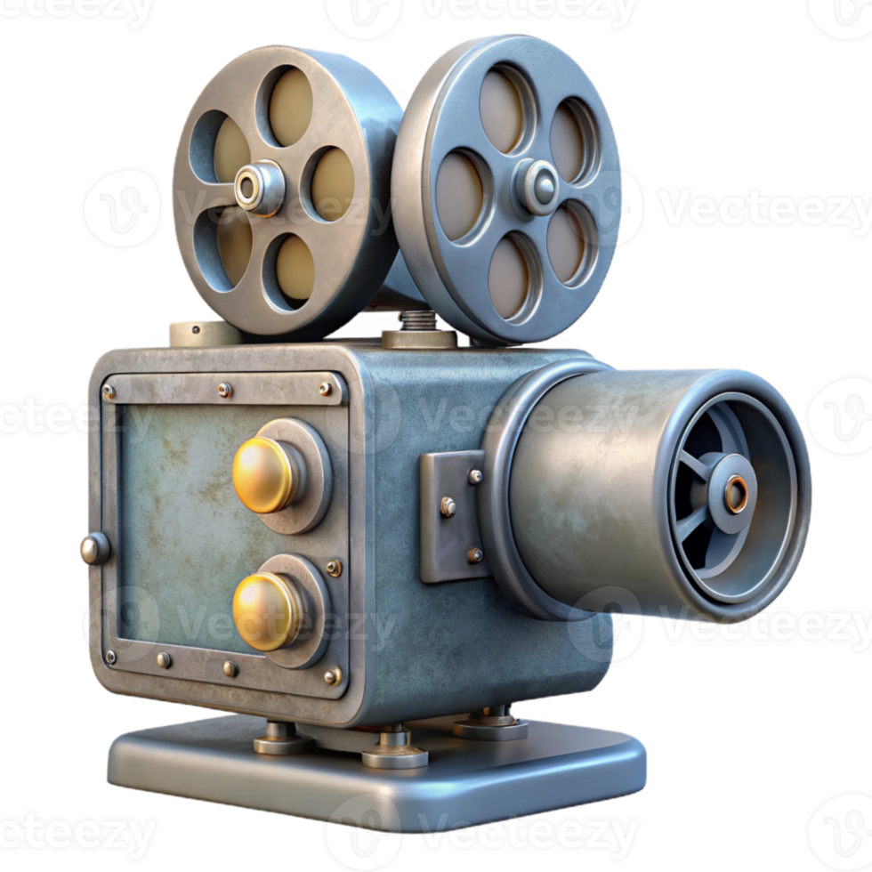 serene traditional Old Movie Projector Side View Isolated png