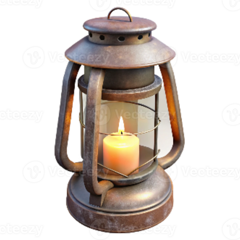 magnificent rustic Old Style Lantern with Candle Inside Transparent Background detailed png