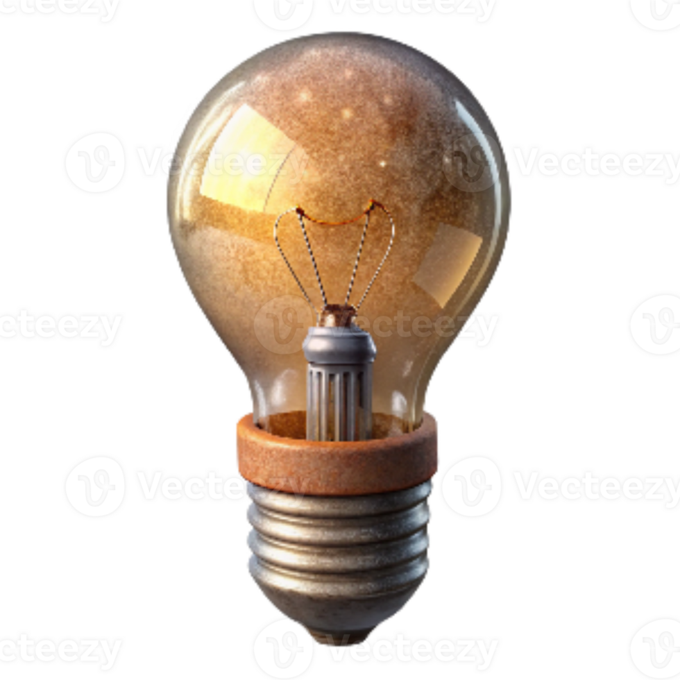 vibrant creative Old Style Light Bulb with Filament Transparent Background premium png