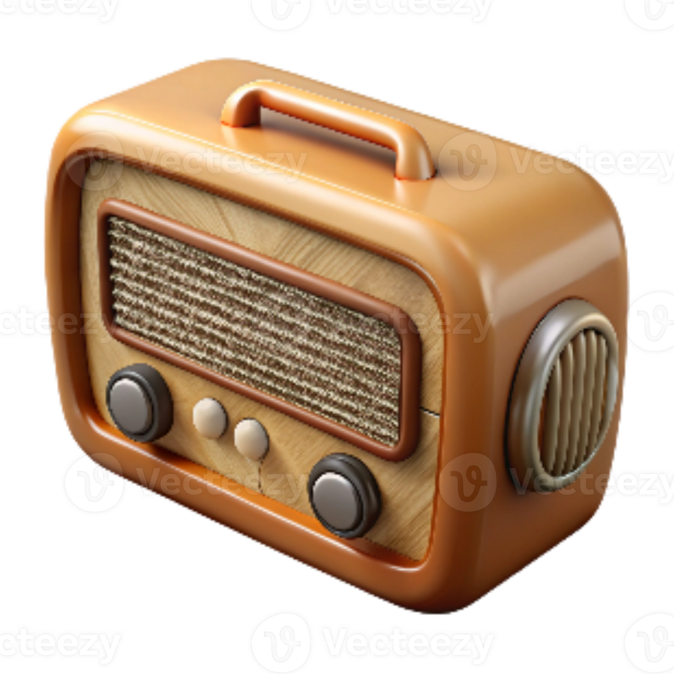 serene minimalist Old Style Radio with Wooden Casing Transparent professional png
