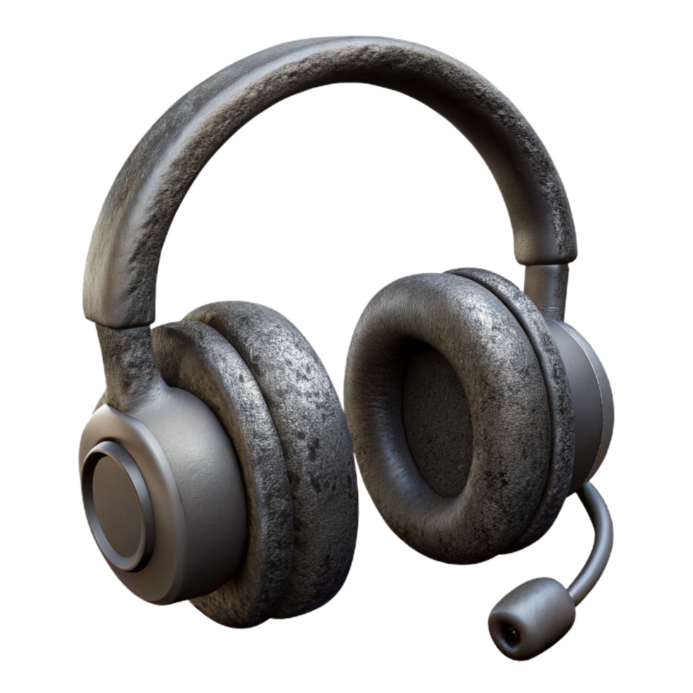 serene minimalist Old Telephone Operator Headset Black Color Isolated Element high resolution png