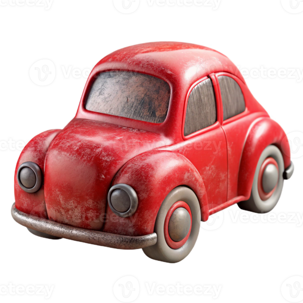 serene abstract Old Toy Car Red Color Transparent Background professional png
