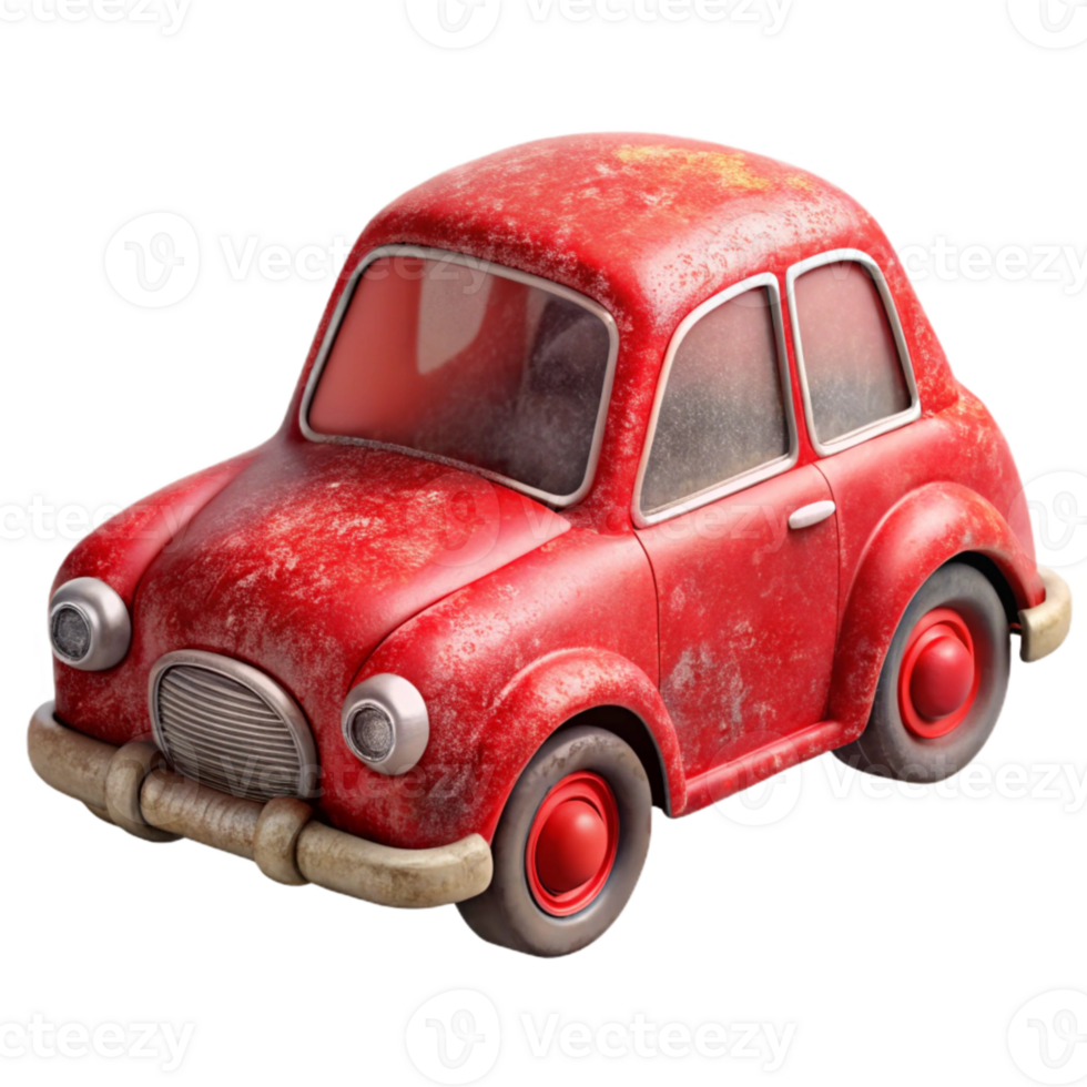 stunning artistic Old Toy Car Red Color Transparent Background high quality png