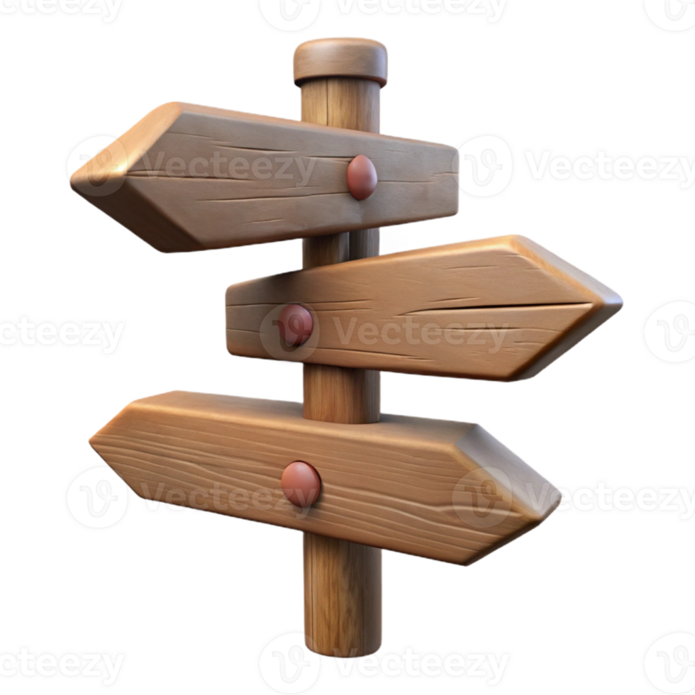 magnificent contemporary Old Wooden Signpost with Multiple Arrows Isolated authentic png