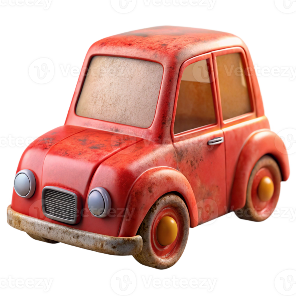 magnificent minimalist Old Toy Car Red Color Transparent Background authentic png