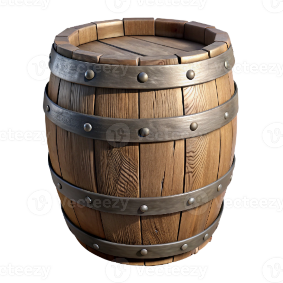 impressive creative Old Wooden Barrel Rustic Style Transparent Background professional png