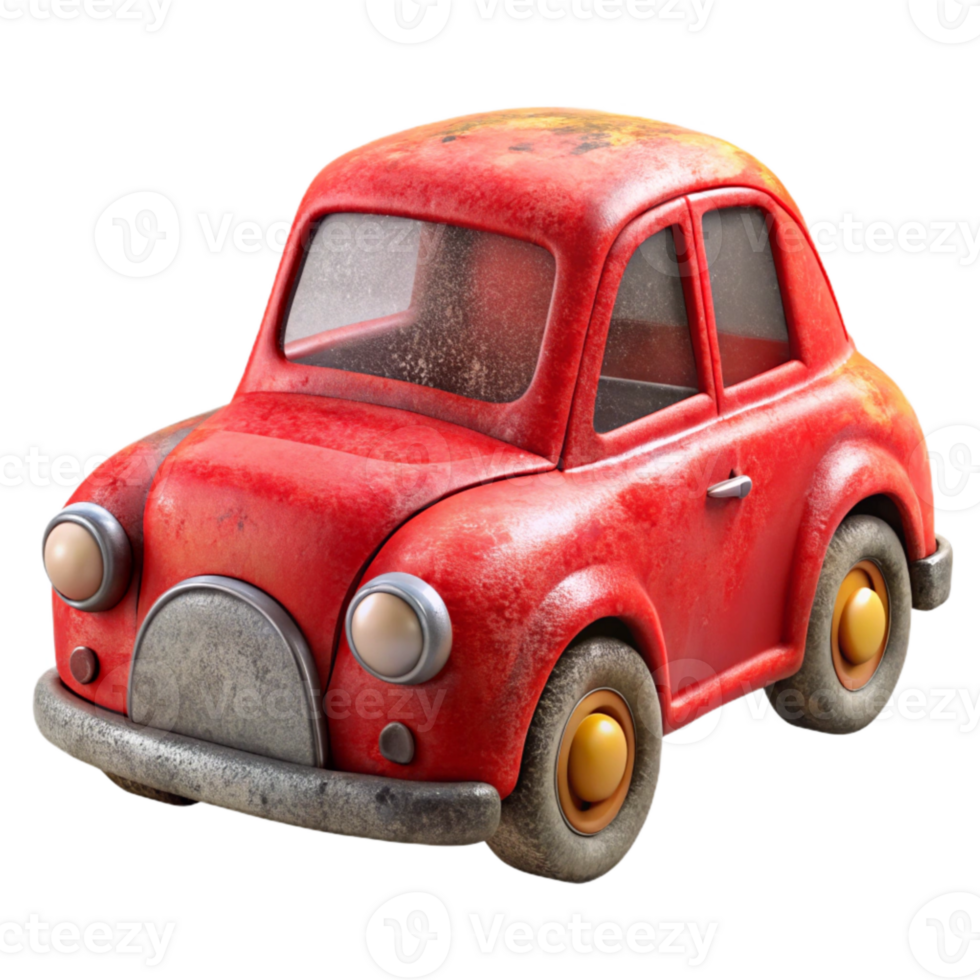 serene traditional Old Toy Car Red Color Transparent Background detailed png