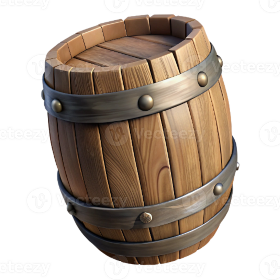 impressive contemporary Old Wooden Barrel Rustic Style Transparent Background professional png