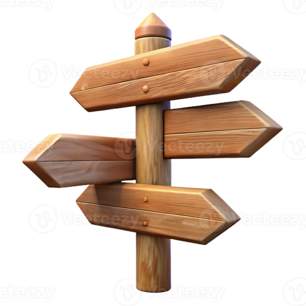 wonderful contemporary Old Wooden Signpost with Multiple Arrows Isolated high quality png