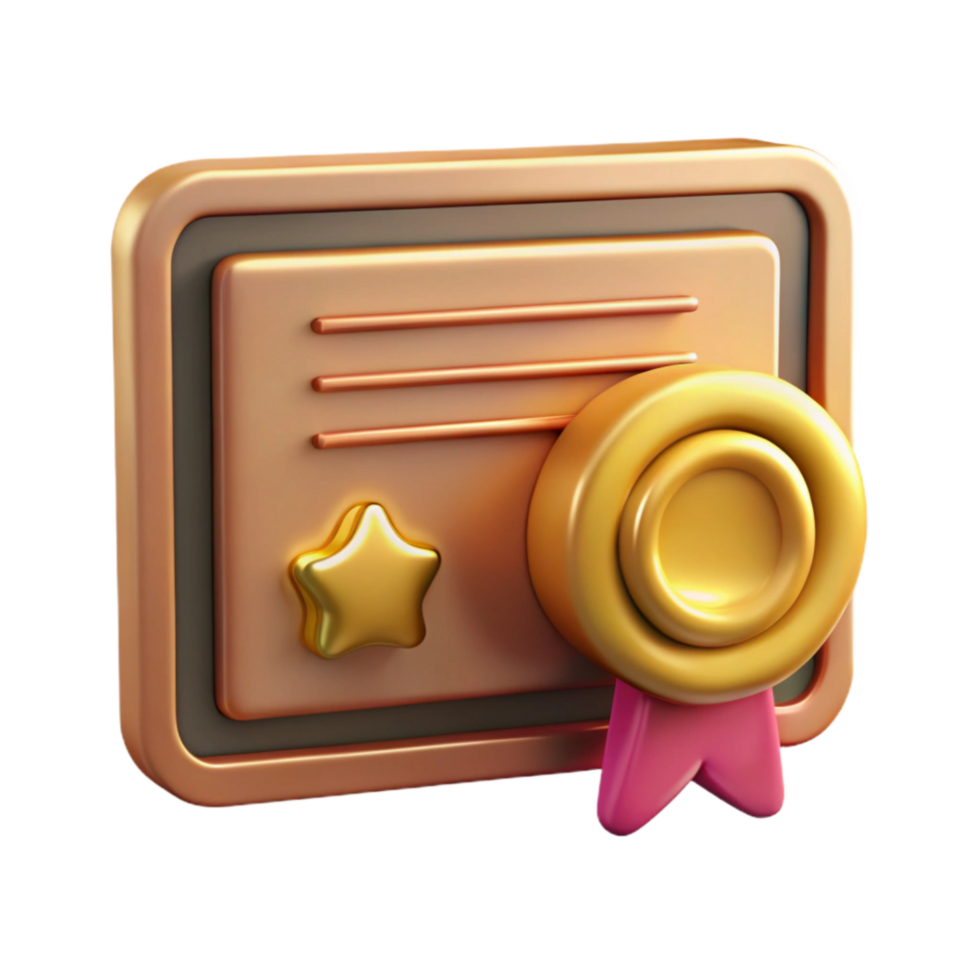 beautiful minimalist Online Course Certificate with Gold Seal Cutout original png
