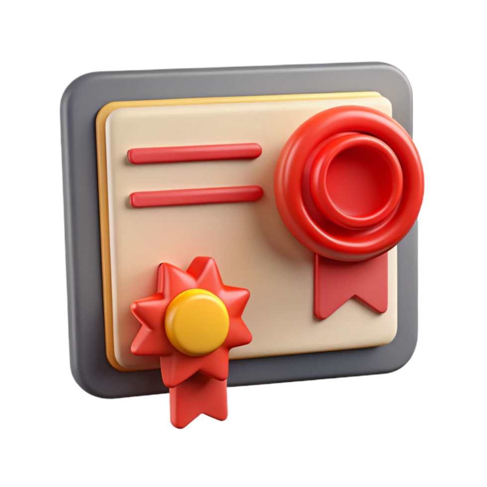 vibrant minimalist Online Course Certificate with Gold Seal Cutout detailed png