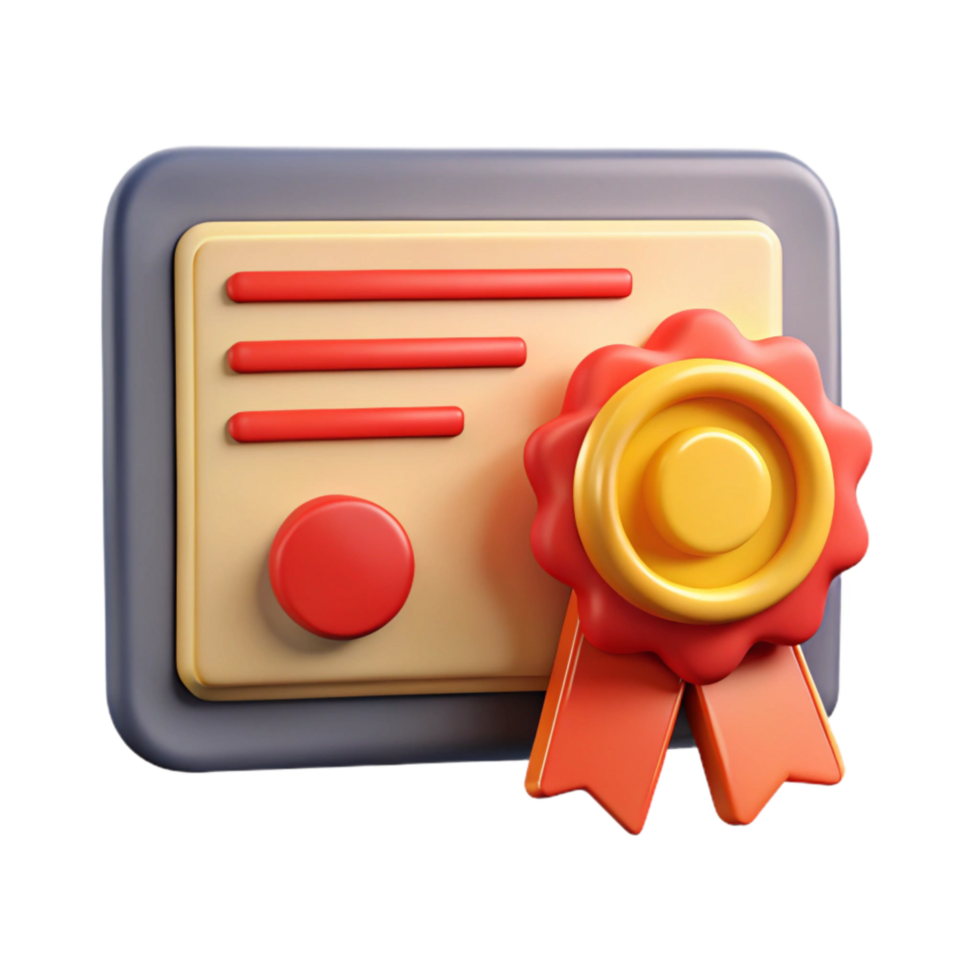 serene creative Online Course Certificate with Gold Seal Cutout detailed png