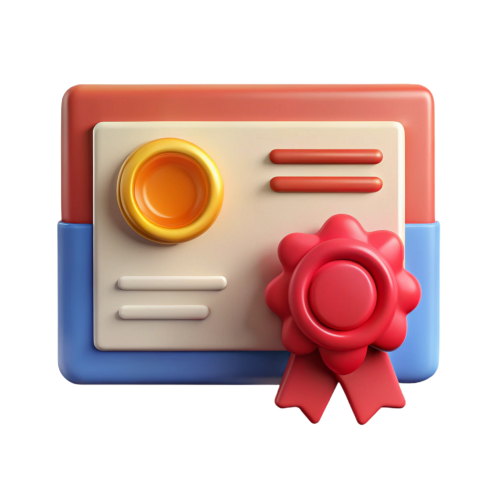 magnificent minimalist Online Course Certificate with Gold Seal Cutout high resolution png