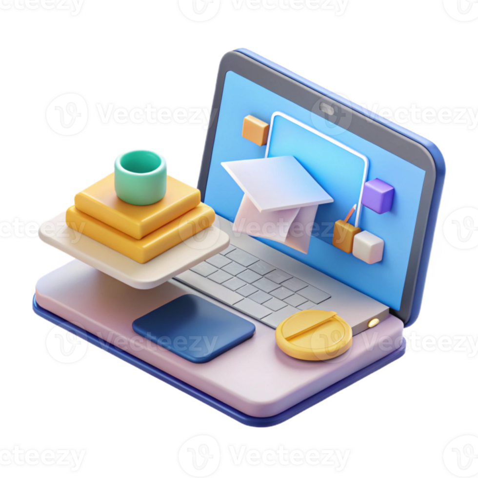 wonderful classic Online Course Platform Interface on Laptop Screen Isolated genuine png