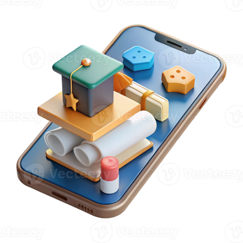 serene abstract Online Course Platform on Smartphone Isolated detailed png