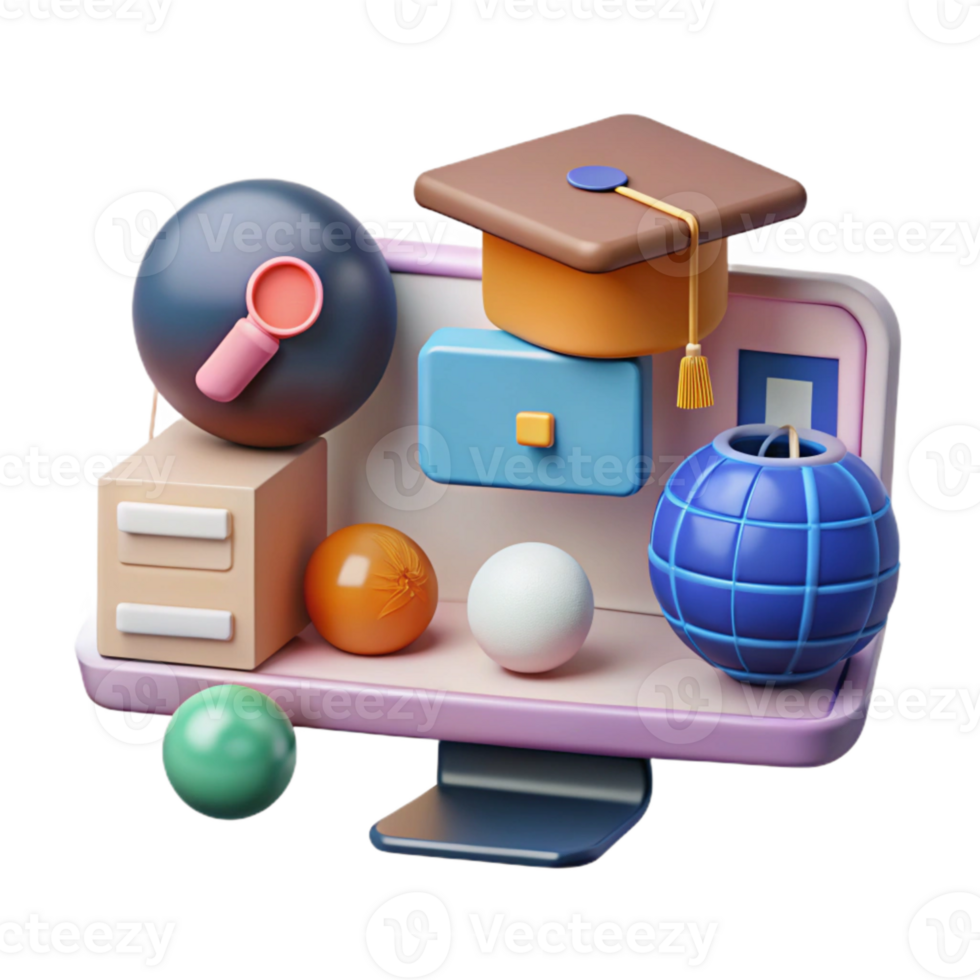 vibrant creative Online Education Icons Set Transparent Background high resolution png