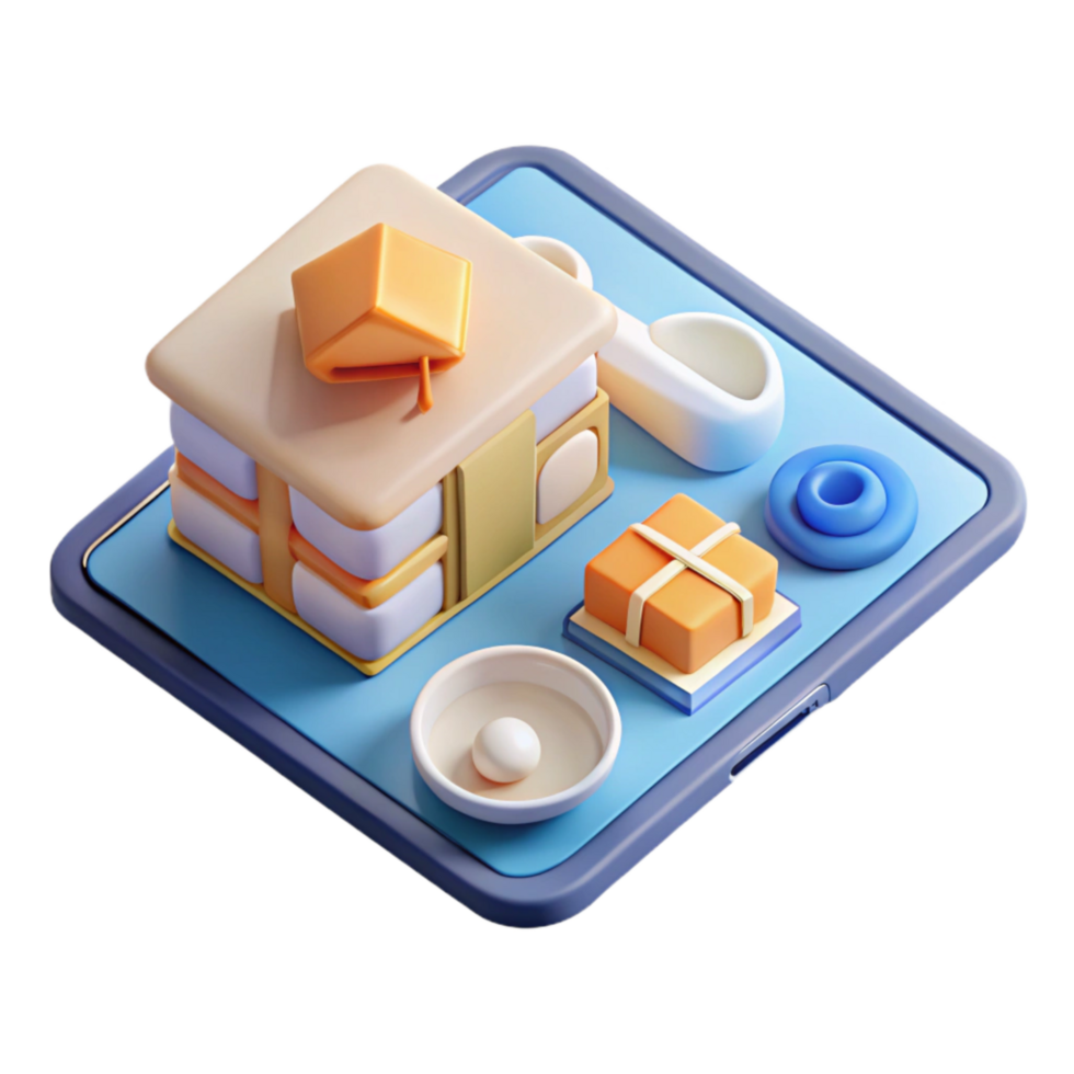 magnificent contemporary Online Learning Platform Interface on Tablet Screen Isolated Element detailed png