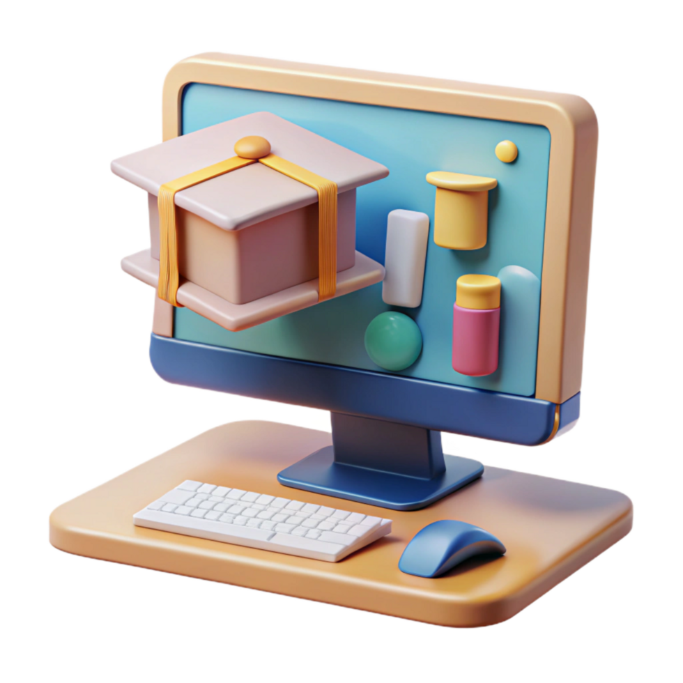 magnificent abstract Online Learning Platform on Desktop Computer Isolated exclusive png